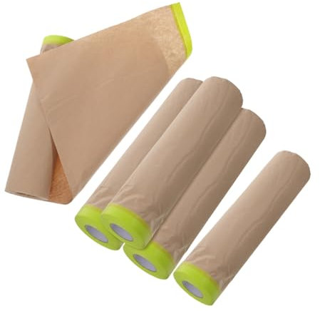 STOBOK Papier de Masquage Adhésif Semi-Transparent 15 Cm X 15 M, Rouleau 5 Pièces, Résistant aux Solvants, pour Peinture Automobile et Moto, Outil de Réparation Carrosserie, Utilisation