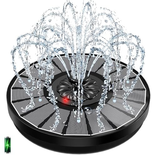 Yzert Fontana solare con innovativo indicatore della batteria e 2000 mAh, 3,5 W, 2025, pompa a fontana solare in vetro, funziona in giornate nuvolose per vasche per uccelli, giardini, stagni, piscine