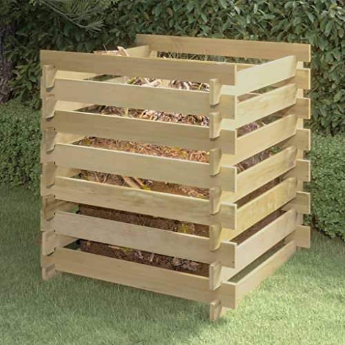 ShGaxin Composteur à lattes en bois de pin imprégné 90 x 90 x 90 cm, composteur organique jardin, vermicomposteur, potager, composteur domestique