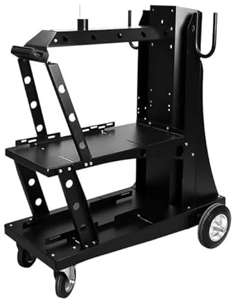 Paton Mobiler Schweißwagen - Robuster Stahlwagen für MIG/WIG-Schweißmaschinen, 2 mm Stahlrahmen, 3 Ablagen für Kühlgerät, Stromquelle und Drahtzuführung, Fach für Gasflasche