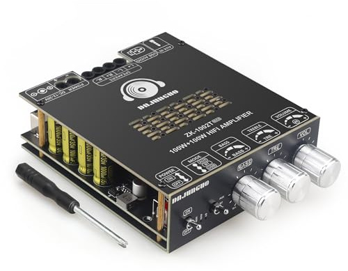 ZK-1002T Max 100W+100W Power Amplifier Board, 2.0 Channel Audio Power Amplifier,TPA3116D2 Chip with Bluetooth/AUX/USB Input Mode Selection Toggle Switch (ZK-1002T Max)