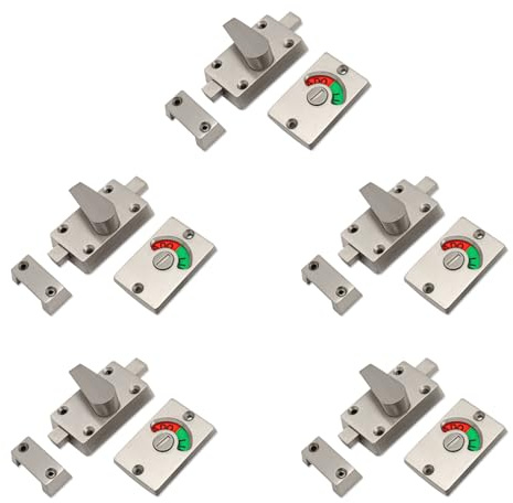Flylin Latch Indicating Lock 5Pcs, Zinc Alloy Privacy | Vacant Occupied Indicator Bolt for WC Restroom Toilet Partition Door