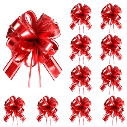 Sploziia 10 Stück Große Geschenkschleife-18 cm Geschenkband Rot, Schleife Zuckertüte Für Bastelarbeiten, Verpackungen, Hochzeiten, Geburtstagsgeschenke, Weihnachten