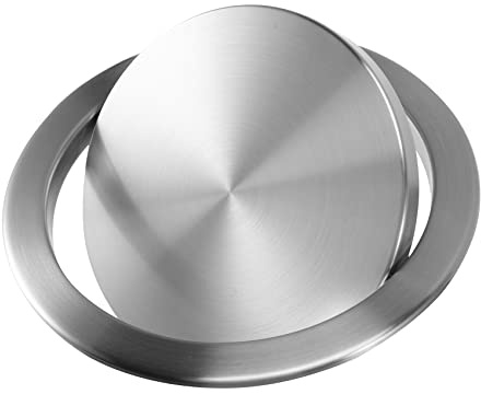 AWAOVV Stainless Steel Flap Lid, Round Trash Bin Cover, Built-in Balance Swing Flap, Trash Can Replacement Recessed Countertop Cover for Kitchen Counter Top