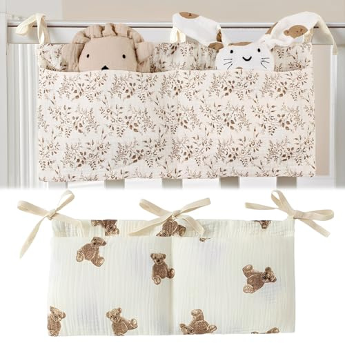 KIRZAX 2 Pcs Borsa Appendere per Lettino Tasca Portaoggetti Letto Pannolino Organizzatore Tasche Organizer Organizzatore per Lettino per Lettino per Riporre Vestiti Pannolini Giocattoli