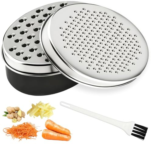 Cheese Grater with Container and Lid Stainless Steel Coarse Fine Grinding Graters for Kitchen Cheese Shredder Vegetable Chopper for Ginger Butter Chocolate Garlic Lemon Carrots Onion Potato