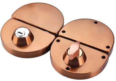 Homeponnew Verrou de porte en verre pour portes coulissantes ou battantes en verre trempé sans cadre de 60 mm maximum - Acier inoxydable avec double boulon - Or rose