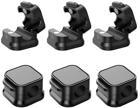 Magnetic Cable Clips, 6 Pack – Self Adhesive Cable Management Clips & Cord Organizer Holder for Desk, Nightstand, Wall, Office & Car, Charging Cable Holder for USB, HDMI & Audio Wire (Black)