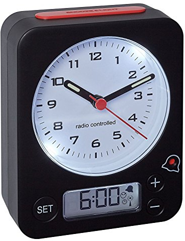TFA-Dostmann Funk-Wecker Combo TFA 60.1511 Reisewecker Analogwecker (schwarz-rot mit Batterien)