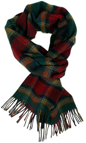 Sciarpa da uomo sciarpa di lana sciarpa invernale sciarpa calda check lana verde alla moda 180 x 29 cm Made in Germany