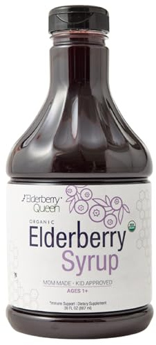 Elderberry Queen Organic Elderberry Syrup 30 Fl Oz - Immune Support Formula with Sambucus Black Elderberry & Aronia Berry - Pure Natural Certified Organic Elderberry Syrup for Kids and Adults