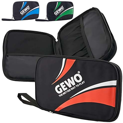 GEWO Doppelhülle Master - Tischtennisschläger-Hülle für 2 Schläger - Nylon Tischtennis-Tasche mit gepolsterten Schlägerfächern - Rundum-Schlägerschutz mit Trageschlaufe, 32x23x3cm