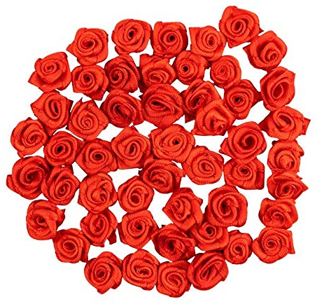 Ideen mit Herz Rose di raso | 50 pezzi | Ø 1,5 cm | rose decorative, mini rose in tessuto, piccole teste di rose per fai da te, cucire, decorazioni, decorazioni per fiori, decorazione da tavolo,