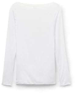 Intimissimi Woman's Sheer Boat Neck Modal Cashmere Ultralight Top in White, Size S