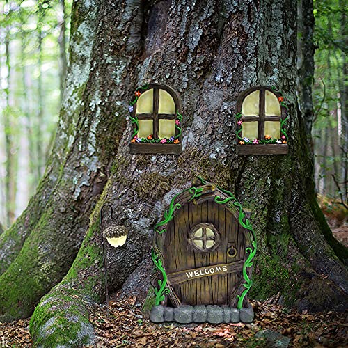 Miniature Garten Außenstatuen Figur Statuette Bäume Dekoration Gartenarbeit Statuen Geschenk Miniature Fenster und Tür Außen Innendekoration Statuen Figur Garten Skulptur Ornamente Glühen im Dunkeln