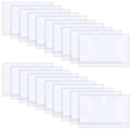 Molain 3-fache Taschenlupe Fresnel-Linsen Kreditkartenlupe Geldbörse Lupe Schmucklupe Lesehilfe (20Pcs Posen)