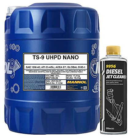 MANNOL 20l, TS-9 UHPD Nano 228.51 VDs-3 + Diesel Jet Cleaner Düsenreiniger - Kraftstoff Additiv 250 ml