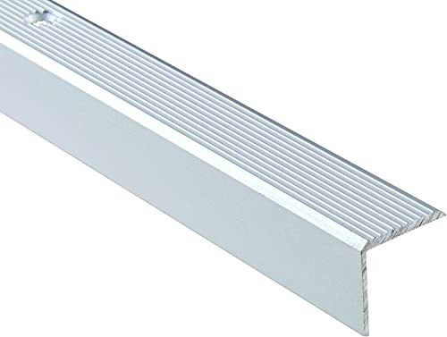 DQ-PP Profilé d'angle - 20 mm x 20 mm percé avec vis - Argent - 200 cm - Aluminium - 2 m - Barre d'angle - Profilé de finition - Profilé d'escalier