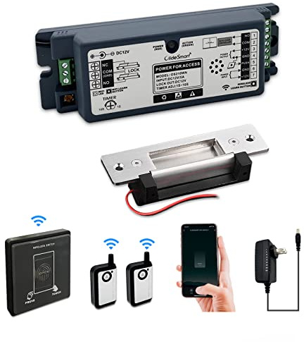 Olide 2,4 GHz WiFi-Zugangskontrolle, 180 kg Haltekraft, elektronisches Türschloss-System-Set mit Fernbedienung und Smartphone-App-Steuerung mit kabellosem Drücken und Touch-Öffnungs-Schalter