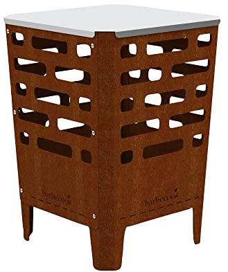Barbecook brasero Jill en Acero corten, brasero de Exterior, 38x38x55cm