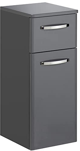 Pelipal Badezimmerschrank Quickset 327 in Anthrazit Hochglanz, 30 cm breit | Unterschrank mit 1 Tür, 1 Schubkasten und 1 Einlegeboden
