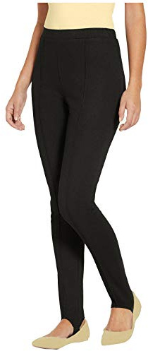 Ladies Ski Pants Womens Pull On Elasticated Stirrup Trousers Soft Stretchy Slim Skinny Leg Elastic Waist Band Comfy Fit Skinny Legging Bottoms(Black, 24)