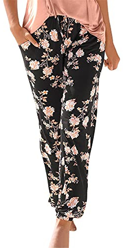 Damen Pant Lange Haremshose Schlupfhose Boho Strandhose Leicht Freizeithose Loose Sommerhose Frauen Hose mit Taschen Straight Bein Hose Sommerhose Stoffhose Jogginghose Yogahose