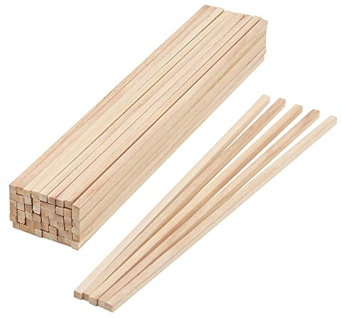 MANCHAP 60 Stück Quadratische Dübelstangen Holz, 6 x 6 x 300 mm, Dübelstangen 6mm für Handwerk, Kunst, DIY-Projekte, Dekoration