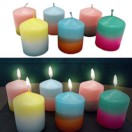 Stumpenkerze Colorful 6er Set | rund Ø6x12cm Farbverlauf Paraffin | Wachskerze Echtwachs (1 x 6er Set Kerze 6x12cm)
