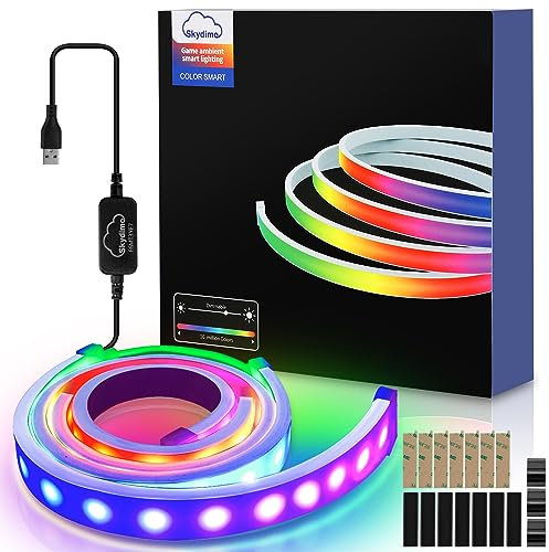 Cecaylie LED Neon Strip 27 Zoll RGB LED Neon Light 12V Dimmbar Neon Lichter mit App-Steuerung, Satte Farben, Musik Sync Ultra Flexibel für Schlafzimmer Wohnzimmer PC Dekor,1er