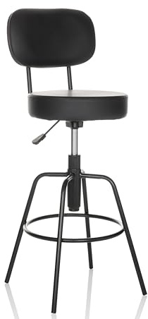 hjh OFFICE Barhocker mit Lehne DISC HIGH Kunstleder, moderner Tresenhocker höhenverstellbar, Hocker drehbar, Schwarz, 729456