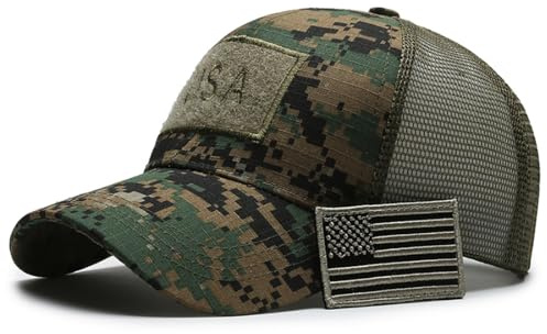 Elwow Men's Military Tactical Operator Cap, Outdoor Mesh Army Hat Hunting Camo Baseball Cap Hunting Fishing Hat