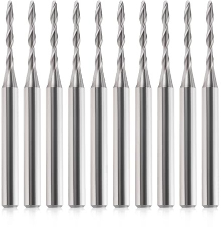 HOZLY Ball Nose End Mill CNC Router Bits, 1/8 Shank 1/16 Cutting Dia for CNC Machine Milling Toos Router Bits Spiral Milling Cutter Engraving Carving Tool for MDF Acrylic Wood PVC (10)