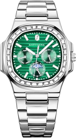 SAPPHERO Uhren Herren Quadratische Analog Armbanduhr 31M Wasserdicht Leuchtende Herren Quarz Chronograph Edelstahl Klassische Elegantes Geschenk Designer