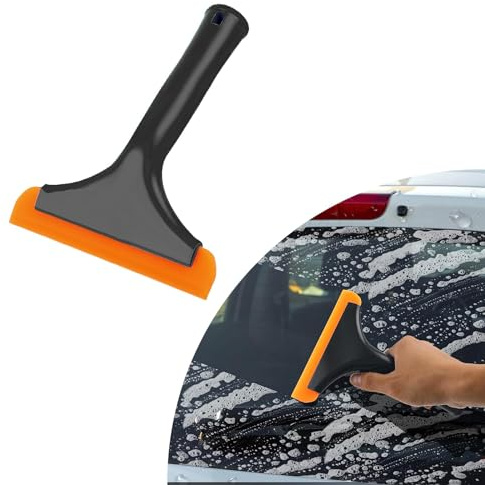 Small Silicone Window Squeegee, Car Windshield Water Blade Squeegee, Multifunctional Auto Squeegee with 5.9 Inch Blade and Non-Slip Handle for Car Window, Mirror, Home Cleaning (Black)