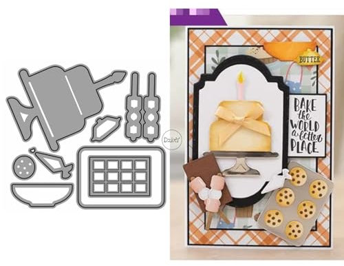 DzIxY Patchwork Birthday Cake Metal Cutting Dies for Card Making Kit Embossing Paper Die Cuts Set Scrapbook Stencils Supplies Machine Templates