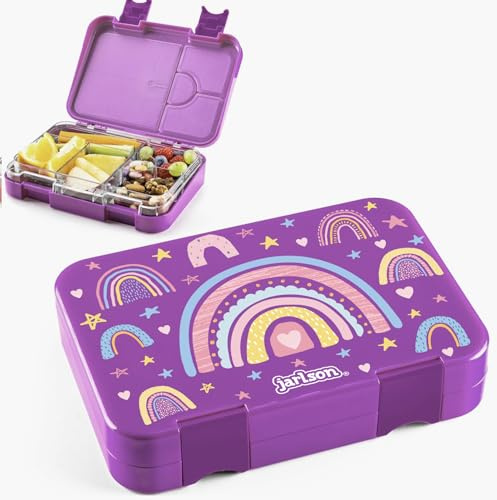 Jarlson® Brotdose Kinder mit Fächern TONI [AUSLAUFSICHER] - Bento Lunchbox mit Trennfächern - Frühstücksbox für Schule, Kita & Kindergarten - Jausenbox für Jungen & Mädchen - Vesperbox (Regenbogen)