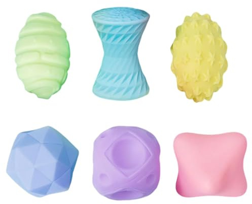 Sensoriska babybollar – babyträningsbollleksak, multi-texture sensoriska mjuka bollar, flerfärgade olika former set för spädbarn och småbarn, Juu