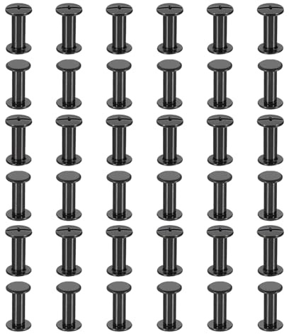 PATIKIL 50 Ensembles de vis Chicago, 15mm l Vis Chicago Phillips Vis à Reliure Boulons Rivets en Cuir Connecteurs pour Ceinture en Cuir Albums de Scrapbooking, Noir