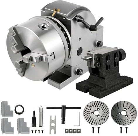 QQXUAN Fraiseuse CNC 6, Table rotative à axe Rotatif, Table rotative à 3 mâchoires, tête de Division à Rapport de réduction 40:1 pour Machine de Gravure CNC, Ensembles de têtes de Division