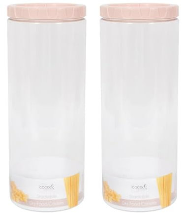 YöL Pack of 2 2200ml Stackable Dry Food Storage Canisters Tub Kitchen Container Freezer Safe