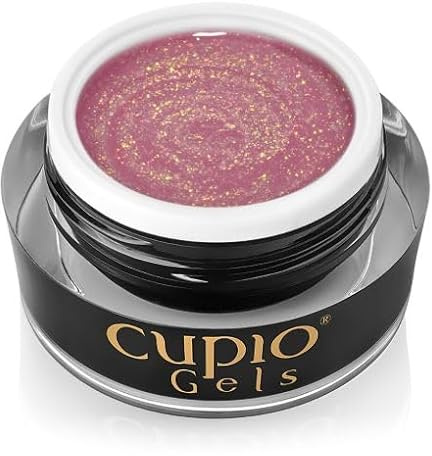 Cupio Builder Gel Glitz & Glam Twilight Rose 15g – UV/LED Aufbaugel Roségold mit Glitzer – Selbstglättendes, standfestes Modellagegel für elegante & romantische Nageldesigns