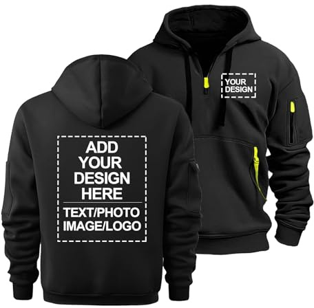 CLMETHE Maglione logo personalizzato abbigliamento lavoro cerniera 1/4 felpe cappuccio da uomo testo personalizzato immagini felpe tute da ginnastica casual taglie forti cappotto