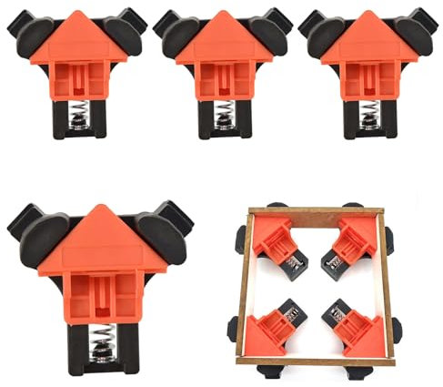 Morsetti Angolari per Legno, Morsetti da Falegname, Morsetto Angolo Retto, Morsetto Angolare, Morsetti per Giunzioni, Falegnameria Attrezzi Falegnameria, Serraggio ad Angolo Retto, 4 Pezzi, 90 Gradi