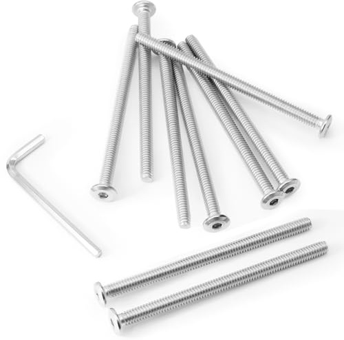 Biaungdo 12 Pack Flat Head Allen Bolts, 1/4-20 x 4 Inch Silver Socket Cap Screws Joint Connecting Bolts Countersunk Screws for Furniture, Fully Threaded