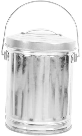 LABRIMP Mini Cubo De Hierro Papelera De Escritorio Pequeña Con Tapa De Hojalata Para Cenicero De Cigarrillos Mesa De Oficina