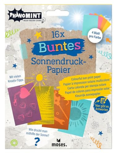 moses. PhänoMINT Färgglatt soltryckspapper – experimentleksak för barn från 6 år för kreativ design med solljus, skugga och vatten