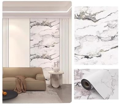 Générique Panneaux muraux, Papier Peint Acoustique Autocollant, Imitation carrelage et marbre, revêtement Mural en Mousse PVC for Salle à Manger et Salon(Gray)