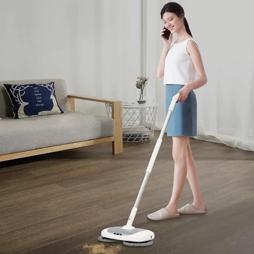 Balai électrique sans fil avec seau de nettoyage pour le nettoyage des sols Carreaux Sols durs Planchers en bois Hauteur totale : 1,2 m 40 W Tête de balai : 35 x 20 x 6,5 cm