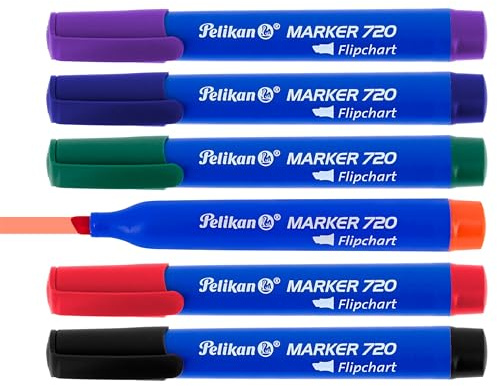Pelikan Pennarello 720, set di 6 colori, con punta a scalpello ca. 2,0 – 5,0 mm di larghezza, lunga durata, alta qualità